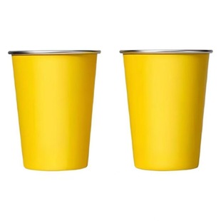 Xiaomi Same Style 304 Stainless Steel Straight Drink Cup Single Layer Thickened Summer Juice Beer Cup Lightning Yellow Camping Cup