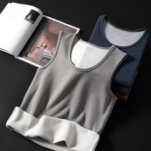 Winter Velvet Thermal Vest Men's fleece-lined Thickened Lamb Velvet Thermal Underwear Men's Sleeveless Slim-Fit Base Top