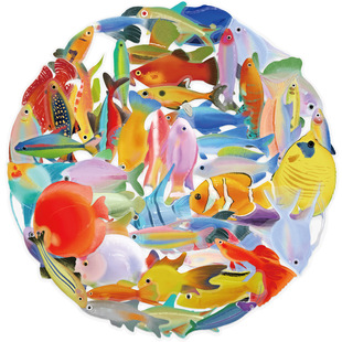 50 Cartoon Marine Animal Series Fish Transparent Sticker Decorative Phone Case DIY Luggage Computer PET Sticker