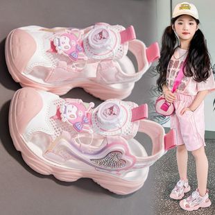 2025 Новые туфли для девочек Kuromi Сандалии Baotou Летние новые спортивные детские пляжные туфли в стиле принцессы