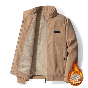 Winter New Corduroy Jacket Men's Fleece-lined Thickened Fashionable Collar Lambskin Casual Men's Fashionable Winter Jacket