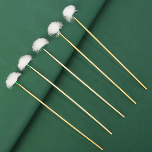 Bamboo handle big head goose feather stick ear cleaning stick ear digging ear picking tool Green Line Big Head