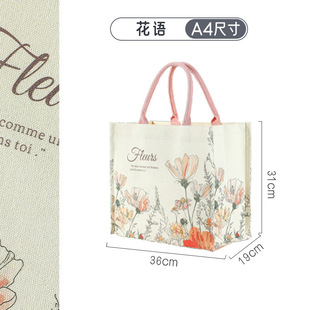 Flower canvas bag custom ribbon canvas bag large capacity coated three-dimensional tote bag corporate promotional canvas bag
