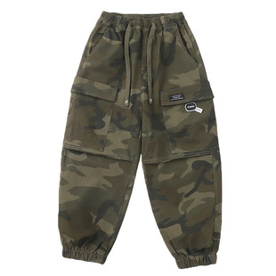 Boys' Pants Camouflage Crane Pants Spring and Autumn 2024 New Children's Autumn Pants Large Children's Autumn Casual Pants