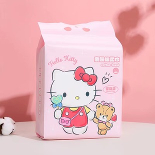 Sanrio натуральное авторизованное хлопковое мягкое полотенце, полотенце с выдвижным рисунком, одноразовое полотенце для мытья лица, бытовое подвесное смягчающее полотенце