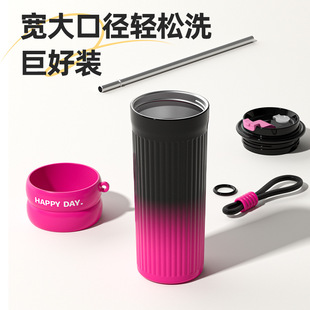 316 stainless steel large capacity thermos cup portable high color value cup with straw car double drink coffee cup wholesale