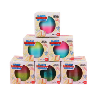 Medium color box rainbow ring Jenga children's spring ring magic hula ring children's gift educational toys wholesale