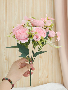 Artificial 5-Head Small rose Korean-style bouquet Persian peony artificial flower home wedding Rose Bouquet decoration