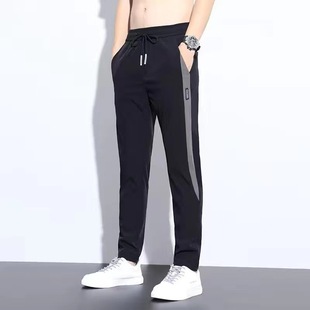 Pants Men's Summer Loose Straight All-match Sports Pants Summer Quick-drying Stretch Ice Silk Thin Casual Pants Men's
