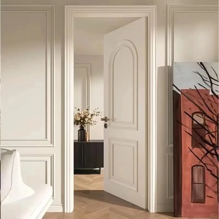 Vintage French Style Elegant Paint Door Composite Quiet Minimalist Style Whole House Bedroom Door Modern Simple Set of Solid Wooden Door
