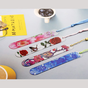 20 pieces transparent blank acrylic Bookmark Book Card DIY unfinished color tassel hanging pendant
