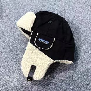European and American Canvas Cotton Cap Men's and Women's Winter Stitching Lamb Wool Cold-proof Warm Ear Protection fleece-lined Lei Feng Cap Pilot Cap