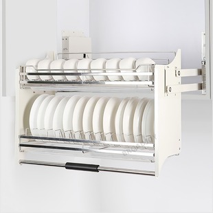 Foreign Trade Kitchen Cabinet Hanging Cabinet Lifting Basket Damping Buffer Storage Cabinet Storage Rack Pull-down Seasoning Basket