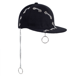 Baseball cap hip hop cross-border men's and women's casual peaked cap Street long strap iron ring Korean style fashion strap hat factory