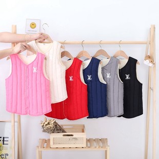 Autumn and Winter Children's down cotton vest super soft velvet fleece-lined thickened student cotton vest baby inner wear outer wear waistcoat