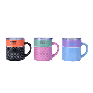 Cross-border high-value striped mug 304 stainless steel vacuum mug home office American coffee cup