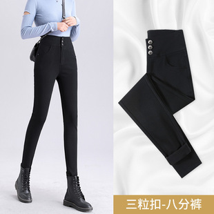 Leggings Women's Outer Wearing Spring and Autumn Thin Black plus size High Waist Stretch Leggings Black Pants Tight Pencil Magic Pants