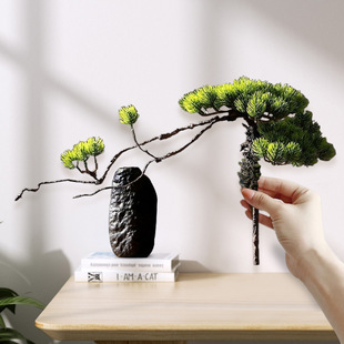Simulation Green Plant Light Luxury Welcome Pine Small Desktop Potted Plant Indoor Bionic Plant Landscape Decoration Decoration Fake Flower Tree