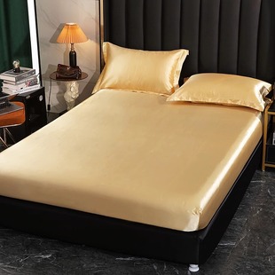✅ Summer Dark Green Silk Fitted Sheet Single Piece Silks and Satins Mattress Cover Silk Protective Cover Three-Piece Set Ice Silk Bed Cover