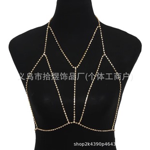 Europe and the United States cross-border simple rhinestone chest chain ins style all-match shiny claw chain bikini body chain