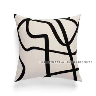 Light Luxury Simple Modern Pillow Sofa Living Room Cushion Square Pillow Model Room Hotel Pillow Black and White Collar Bag