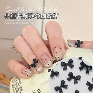Internet Celebrant Chanel Style Black Bow Nail Art Jewelry Little Red Book Explosions Polo Dot Ribbon Bow Nail Art Accessories