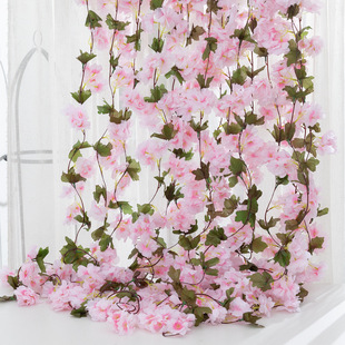 Baishun Sakura Ротанг Свадебные украшения Искусственный цветок Виноградная лоза Искусственный цветок Товары для дома Ротанг Подвесной цветок Производитель Оптовая продажа