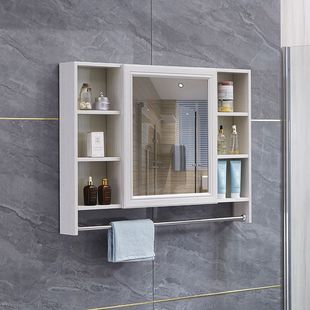 Bathroom Mirror Cabinet Separate Wall-Mounted Toilet Mirror with Storage Rack Nordic Bathroom Mirror Box Toilet Storage Cabinet