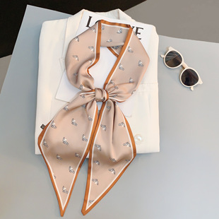 2025 new long bevel scarf ribbon cross-border silky plaid long scarf scarf factory wholesale