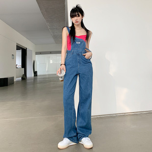 Comfortable Loose Wide-leg Denim Overalls Women's Spring 2023 New Style Straight All-match Casual Age-reducing Trousers