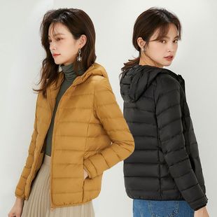 Autumn and winter new 90 velvet lightweight down jacket women's hooded short plus size lightweight thin white duck down fashion coat