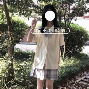 Summer daily school supply jk uniform shirt female students all-match college style shirt plaid skirt set ~ soft sister style