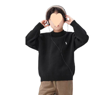 Children's Wear Boy's Sweater Solid Color All-match Half-turtleneck Autumn and Winter 2024 New Style Boy's Big Boy's Winter Top Sweater