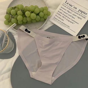 New ice silk seamless underwear women's sexy thin strap candy girl mulberry silk crotch low waist high slit briefs women