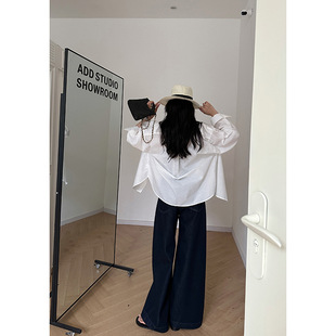 Baishiwang Embroidered White Sunscreen Shirt Women's Spring and Autumn Mid-length Loose All-match Slim-fit Lapel Shirt Jacket