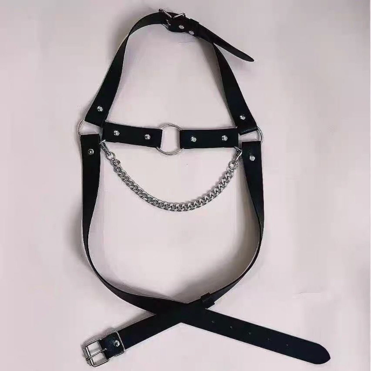 Large Wolf Dog Leather Harness 1S Strap Performance Selfie Adjustable Dance Sexy Muscle Restraint Chest Harness Trendy Shoulder Strap