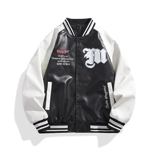 Embroidered Leather Jacket Fashion Trend All-match Baseball Suit 2024 New Autumn Jacket Biker Jacket Men's Jacket