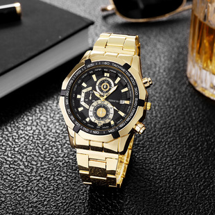 Amazon Steel Band Watch Спортивные повседневные кварцевые часы с календарем Новые мужские часы Деловые мужские часы