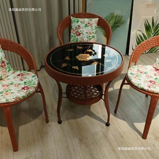 Balcony Coffee Table Small Apartment Indoor Rattan Chair Three-piece Set Small Round Table Leisure Indoor Combination Simple Tea Table Tea Table