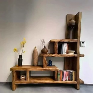 Quiet Style Old Wood Antique Frame Solid Wood Locker Vintage Tea Room Duobao Pavilion Creative Homestay Furniture Display Bookshelf