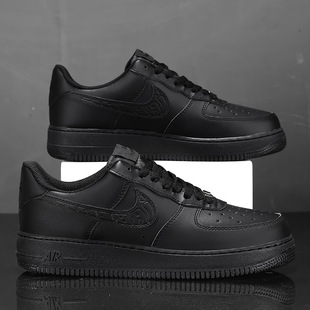Putian Air Force One Men's Shoes AF1 Black Samurai Low-top Pure Black Sneakers Student Casual Sports Pure White White Shoes