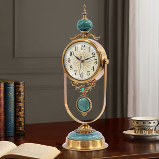 Creative European Style Table Clock Ornaments Living Room Light Luxury Swing Table Clock Ornaments American Style Clock Placement Desktop Clock Desktop