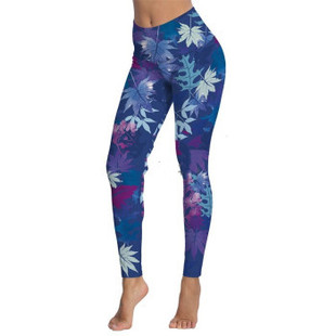 Cross-border New 3D Digital European and American Printed Leggings Women's Slim-fit Nine-point Yoga Sports Leggings