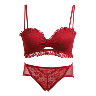 Girl's underwear small chest push up pure lace bra no steel ring adjustable upper support flat chest special bra suit