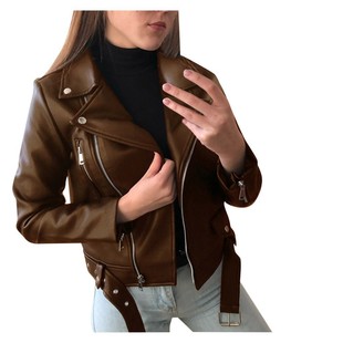 Cross-border Foreign Trade European and American Motorcycle Leather Jacket Autumn and Winter Women's Leather Jacket Women's Short Slim-fit Slim-pull Leather Jacket Fashion Jacket