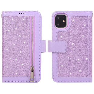 Glitter Nine Card Zipper Bag for Apple 13 Multifunctional Mobile Phone Case iPhone 13 Pro Flip Cover Lanyard Leather Case