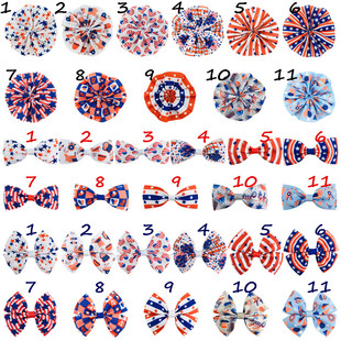 8cm American Flag Printing Accessories US National Day Headwear Pet Accessories Cat and Dog Pearl Rhinestone DIY Hanging Ornaments