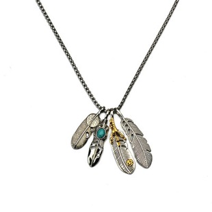 K-style Pendant Takahashi Same Necklace European and American Stylish Feather Four-piece Alloy Pendant Hip-hop Jewelry Accessories Wholesale