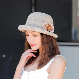 2021 Summer Japanese Flower Straw Hat Women's Flanging Vintage Basin Hat Seaside Sun Protection Sun Hat Fisherman Hat Mother Hat