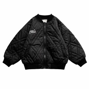 Girls' Winter Cotton-padded Coat Coat Baby's Western Style Children's Fashionable Korean Style Thickened Cotton-padded Letter Baseball Suit